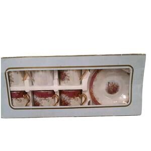 12 Pc Marushin Japan Porcelain Espresso Set Hand Painted Victorian Iridescent